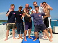 Team Sharkey on the boat with customers to Phi Phi
