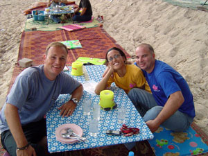 Paul, Oui and Iain at Rawai beach, Phuket